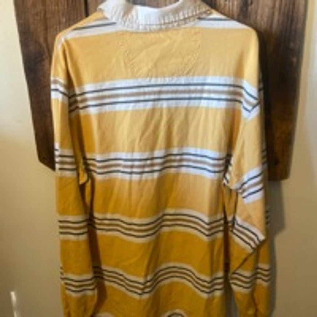 Men's Izod Rugby Shirt XL Yellow White Striped