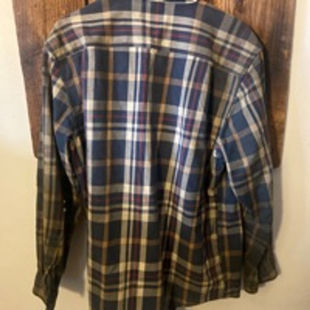 Men's Carhartt Plaid Button Up Shirt Size L Blue Tan