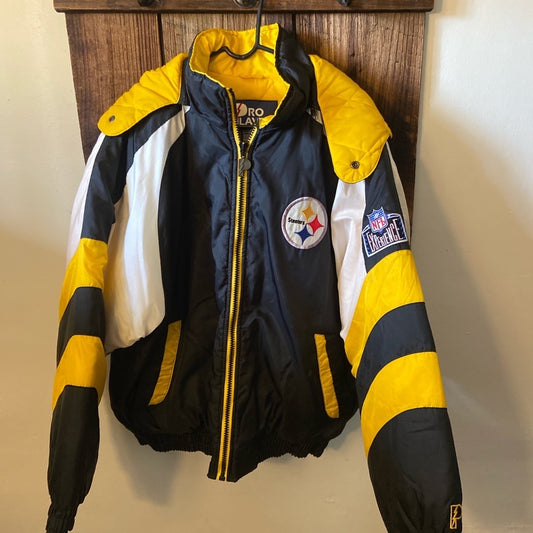 1990’s Pittsburgh Steelers Pro Player Jacket Black Yellow Size XL