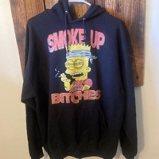 Smoke Up Bart Simpson Black Hoodie Size XL