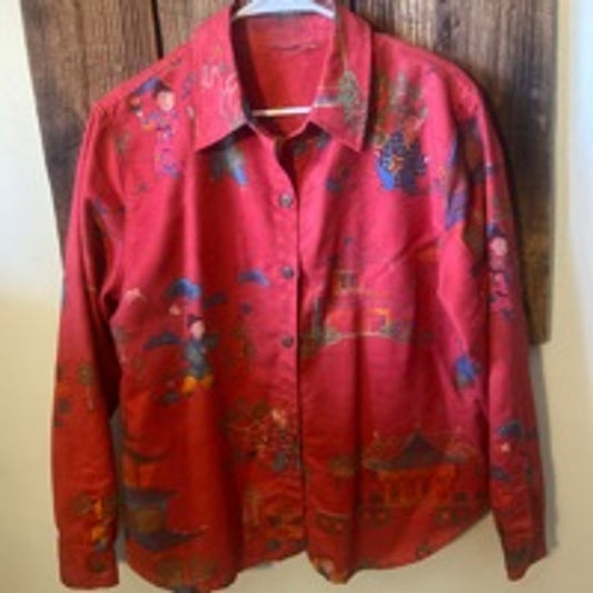 Women's Unbranded Red Button Down Shirt Size L