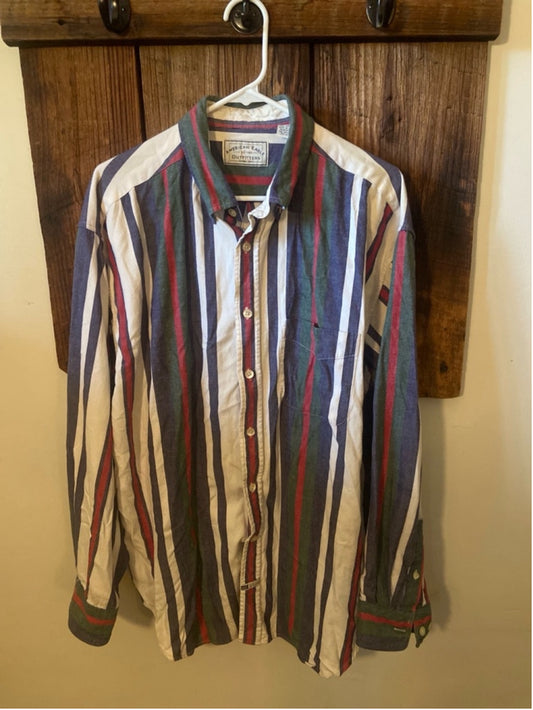 Men's American Eagle Outfitters Striped Button Down Shirt XL White Blue