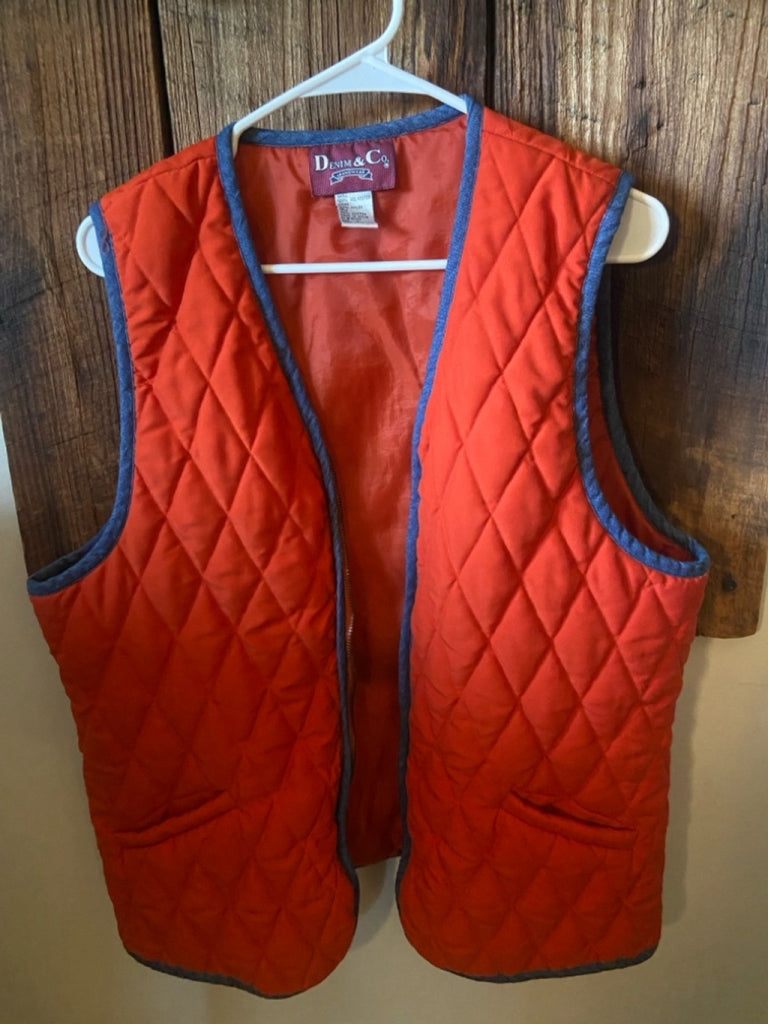 Men's Denim & Co. Vest Size L Orange Blue