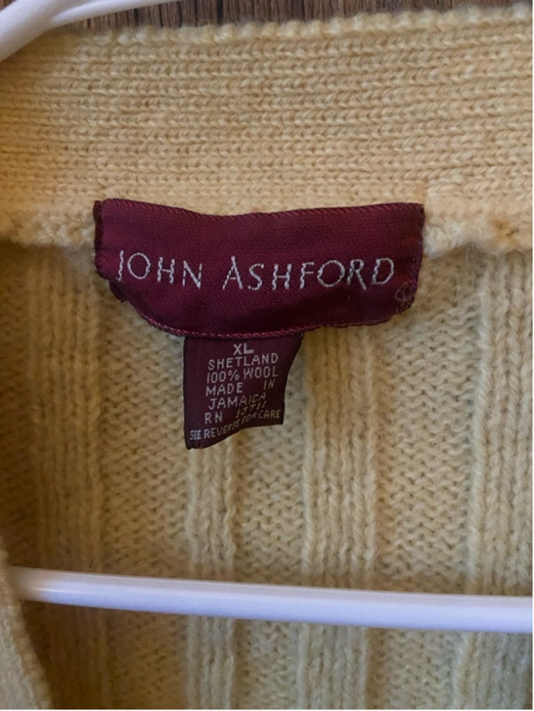 Men's John Ashford Cardigan Sweater M Yellow. Tagged XL