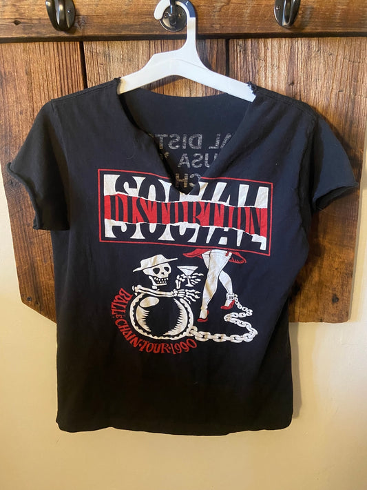 Vintage Men's T-Shirt - Social Distortion 1990 Tour T-Shirt- Black - Size M