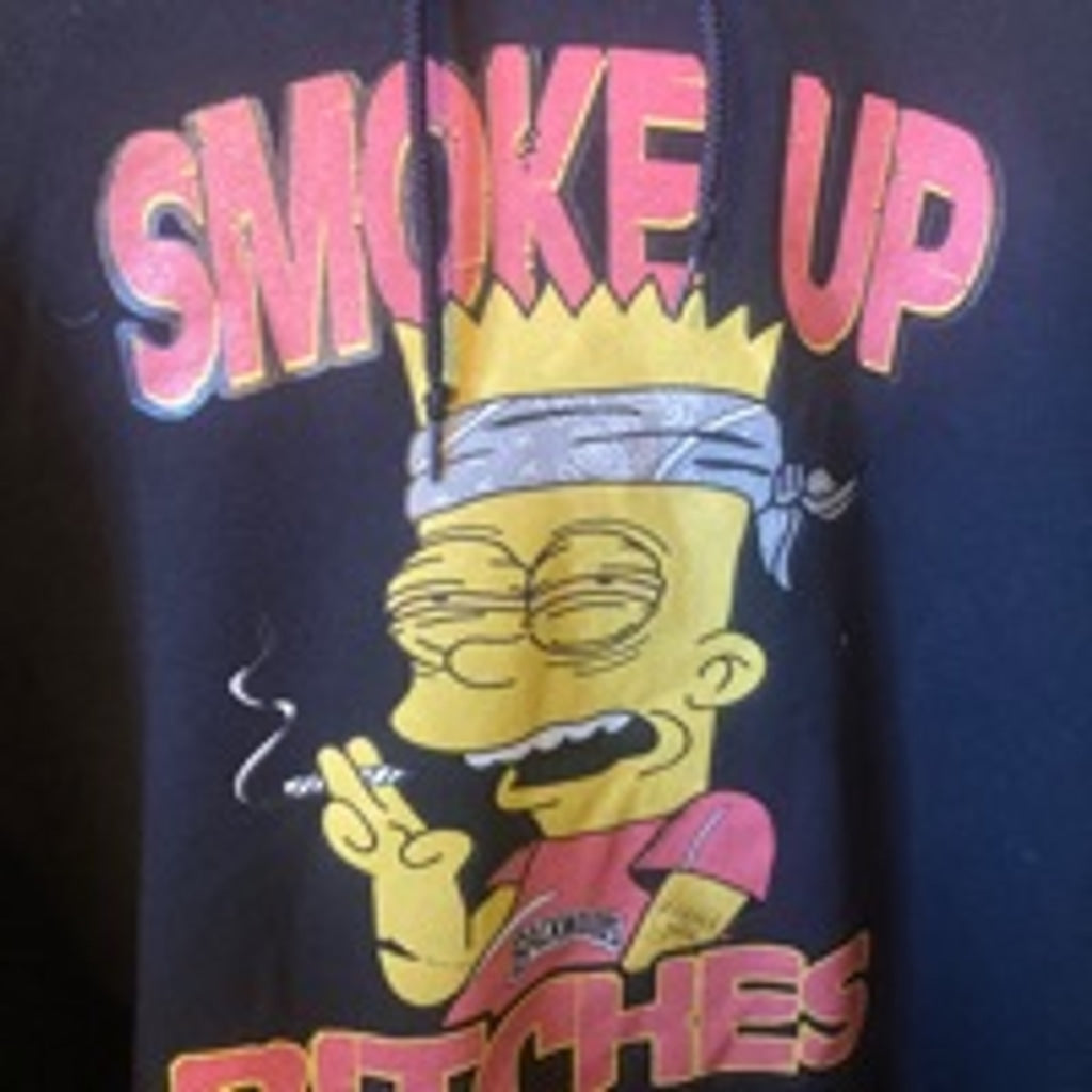 Smoke Up Bart Simpson Black Hoodie Size XL