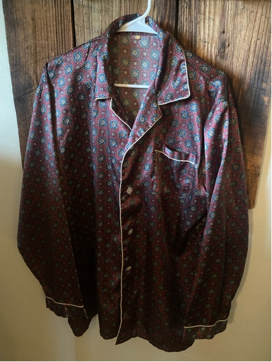 Men's Vintage Kino Lion Pajama Top M Burgundy