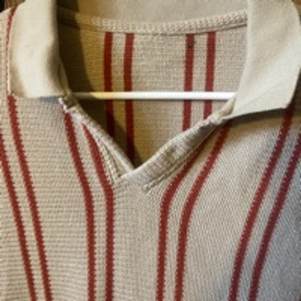 Men's Beige & Orange Striped Long Sleeve Shirt Size M