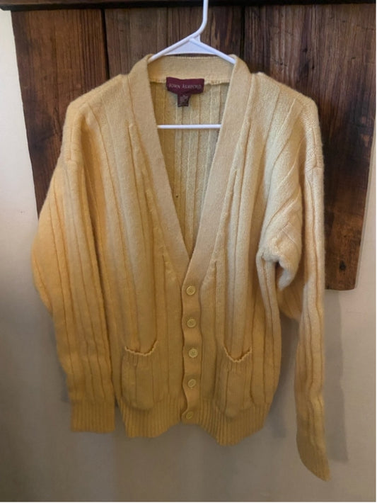 Men's John Ashford Cardigan Sweater M Yellow. Tagged XL