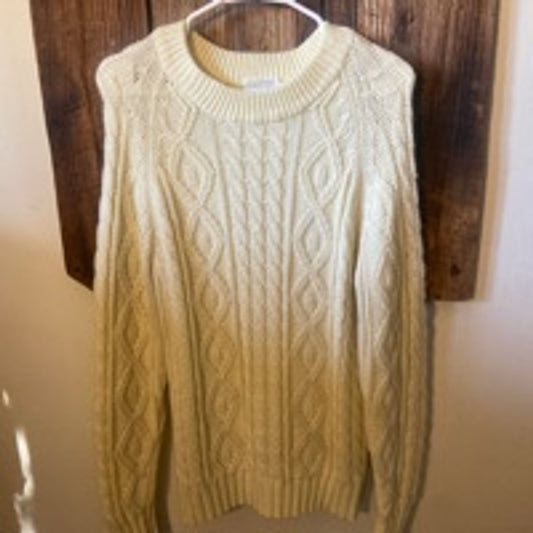 Vintage Gimbels Cream Cable Knit Sweater Size S