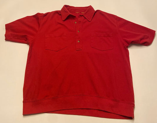 1980’s Waffle-Knit Banded Bottom Polo Shirt Mens